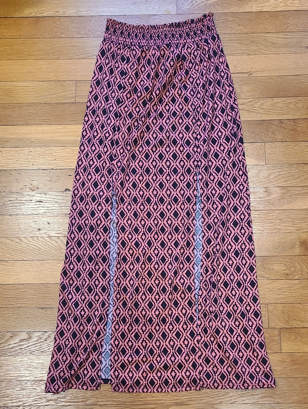 No Boundaries Pink and Black Geometric Maxi Skirt
